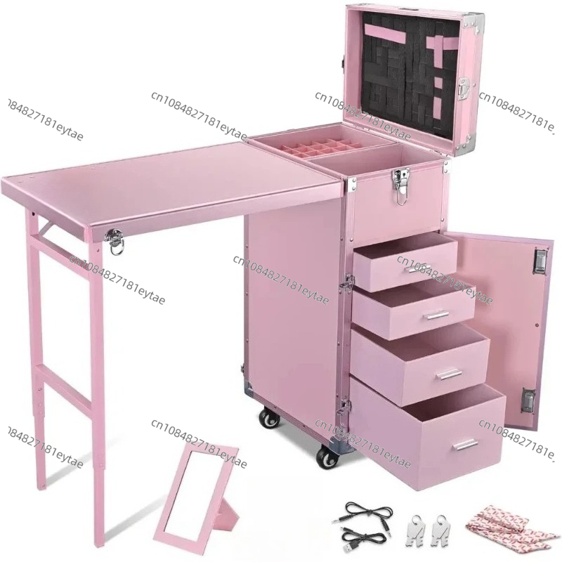 Beauty Makeup Trolley - Manikür Masası Katlanabilir Tırnak Masası Makyaj