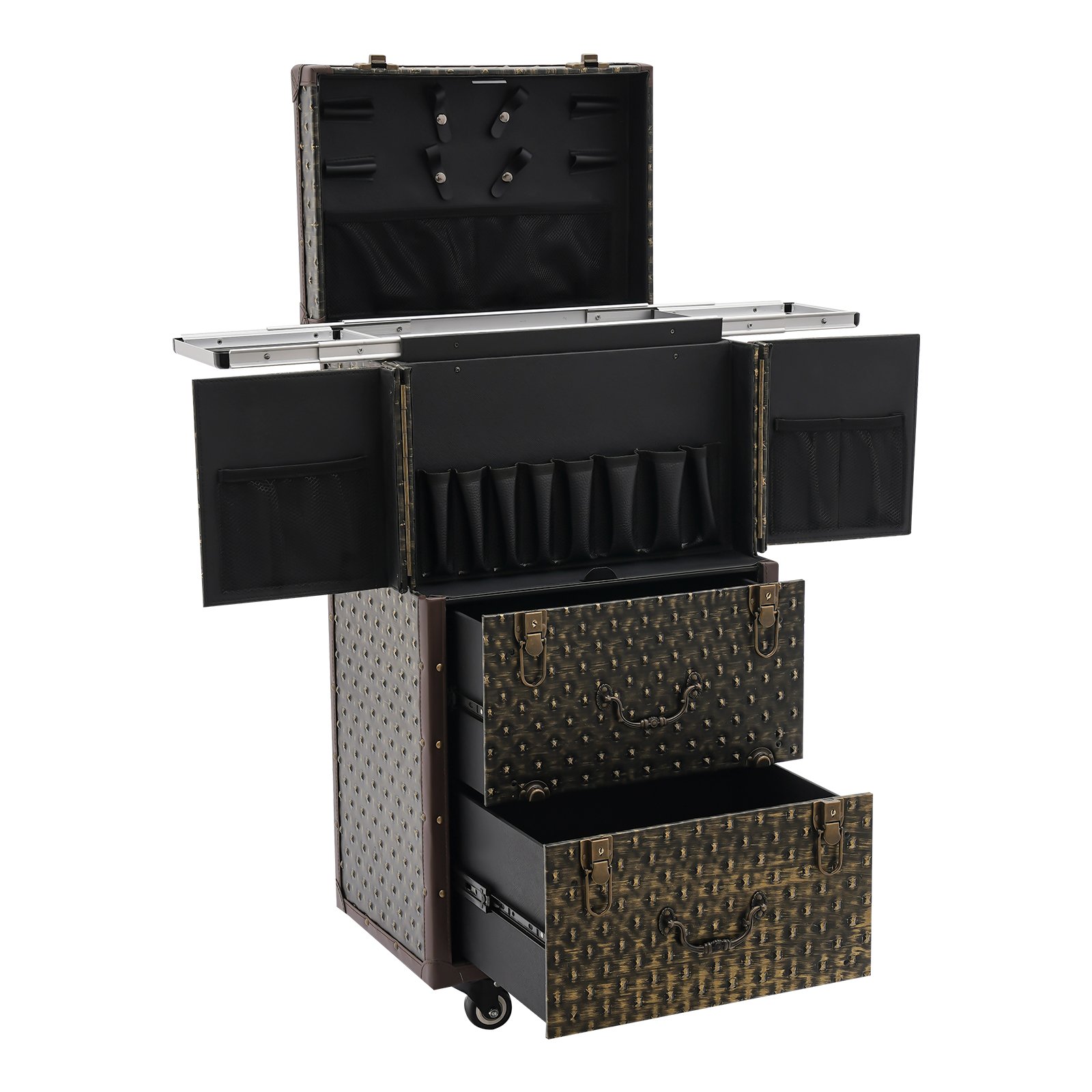 Beauty Makeup Trolley - Kuaförler için tekerlekli makyaj çantası, 4