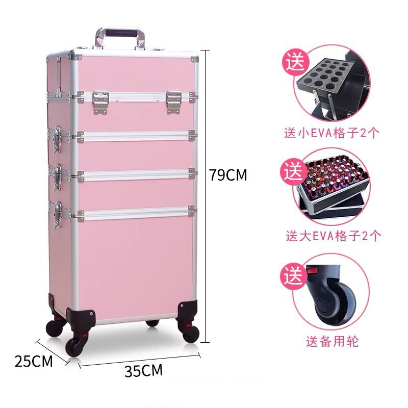 Beauty Makeup Trolley - Moda kadınlar için tekerlekli kozmetik çantası,