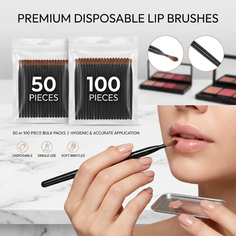 Beauty Makeup Products - 50/100 adet Tek Kullanımlık Dudak Fırçası