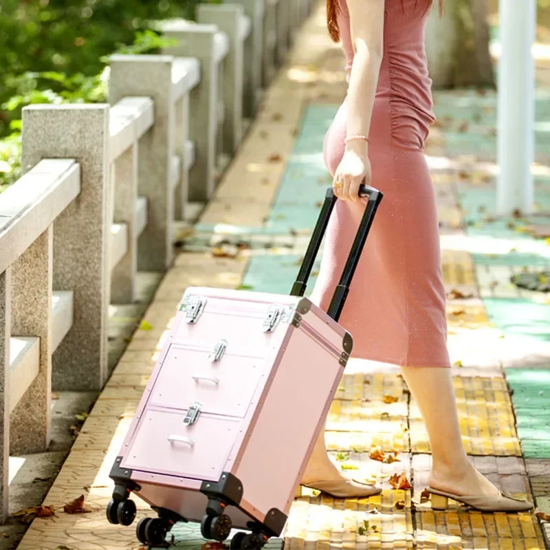 Beauty Makeup Trolley - 1 adet alüminyum alaşımlı profesyonel makyaj