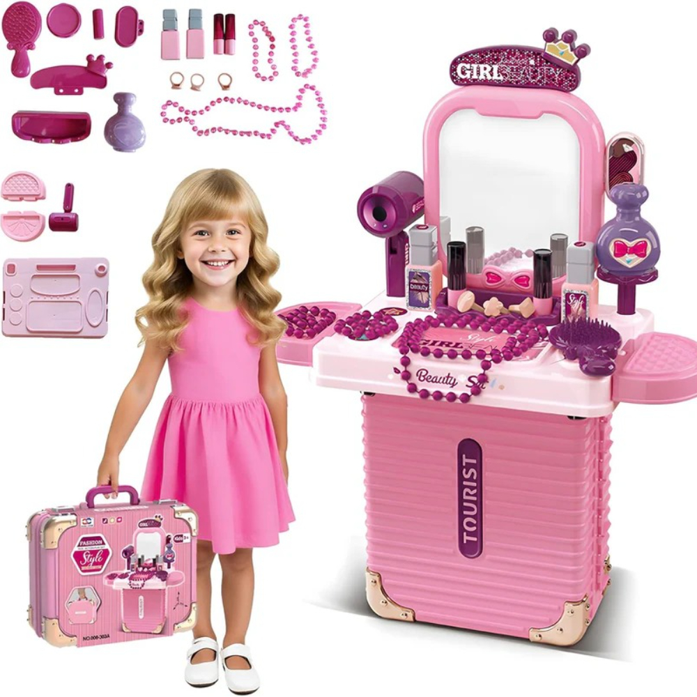 Beauty Makeup Vanity Set - 3'ü 1 Arada Çocuk Makyaj Masası