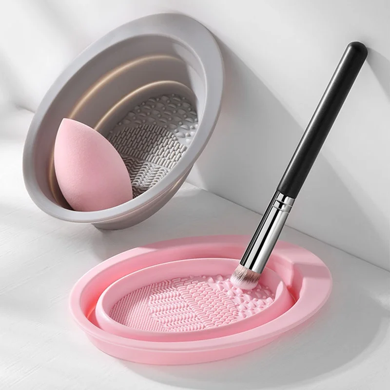 Beauty Makeup Eyeshadow - Katlanabilir Silikon Makyaj Fırçası Temizleyici Kase