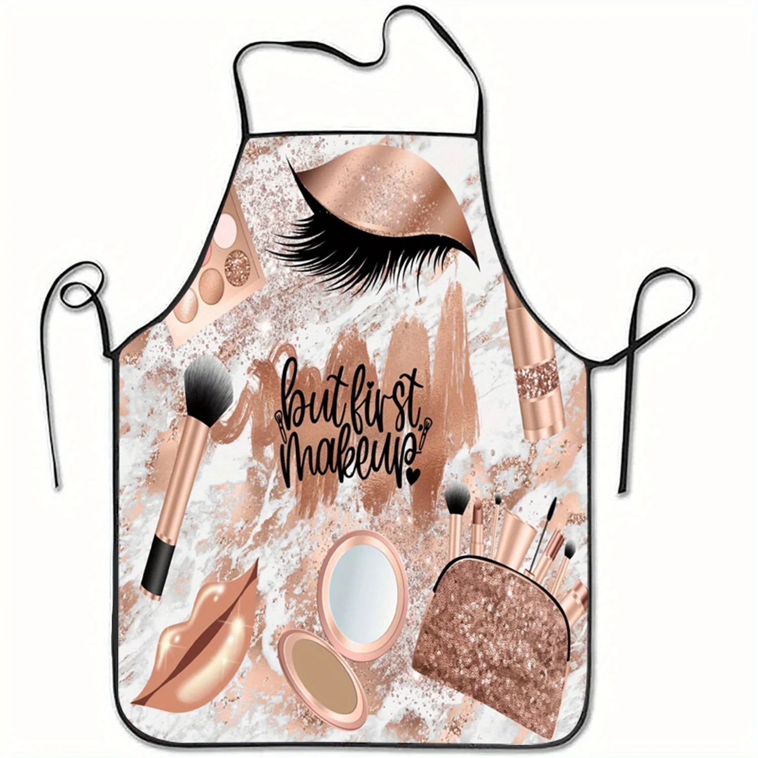 Beauty Makeup Shop - Kozmetik Makyaj Gereçleri İllüstrasyon Önlüğü Ama