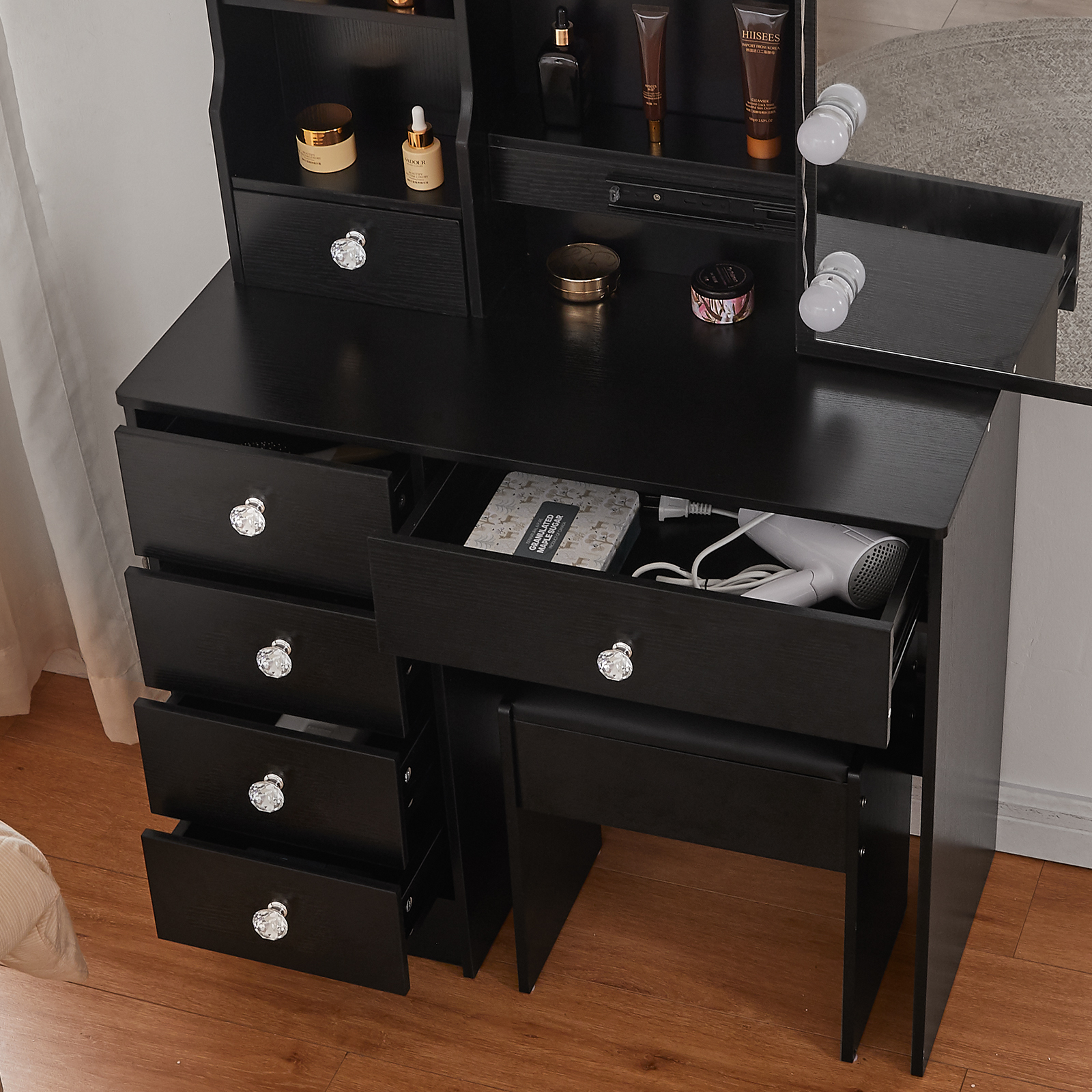 Mat Siyah LED Makyaj Masası Se - Beauty Makeup Vanity Set incelemesi ve fiyatı