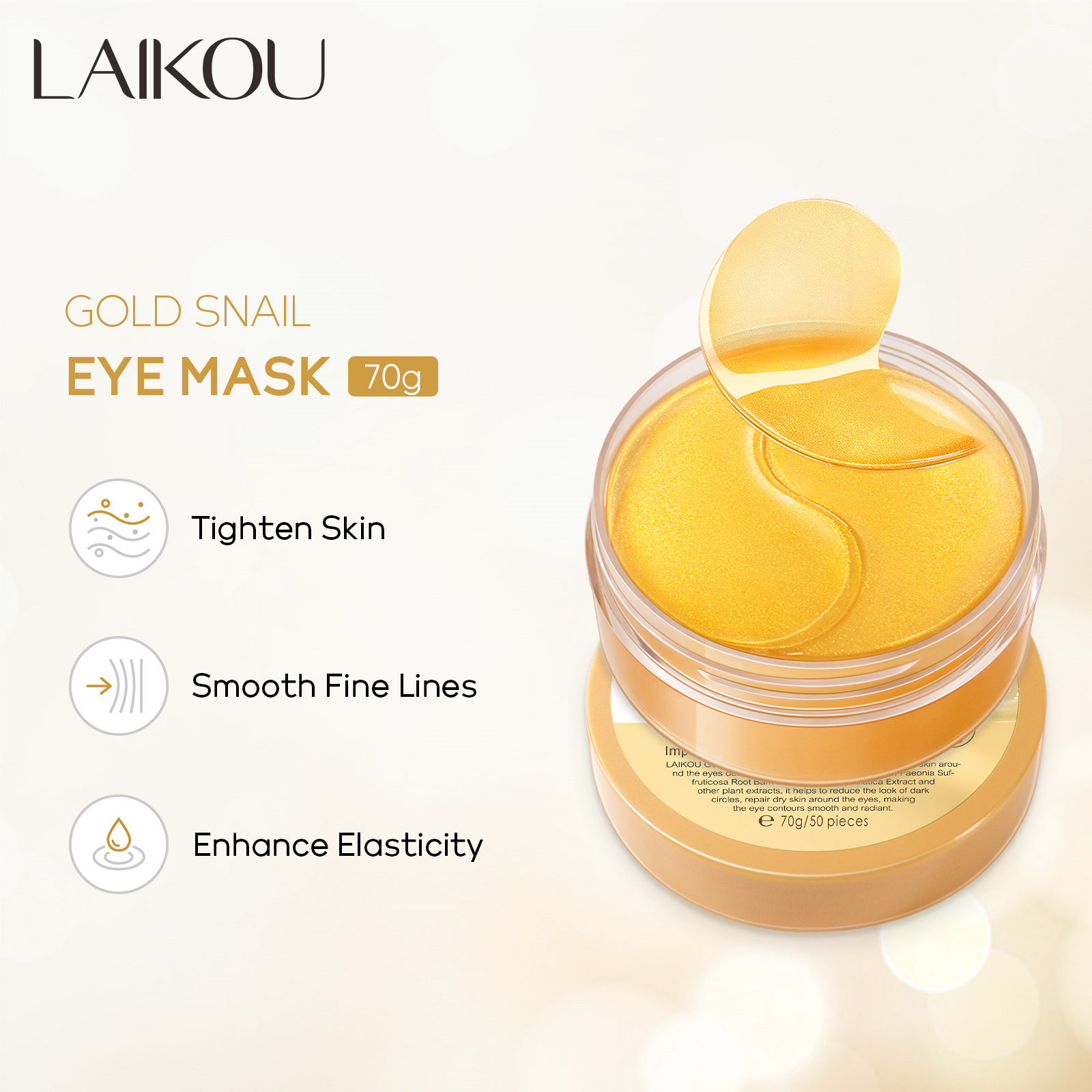 LAIKOU 50 adet Altın Salyangoz - Collagen Eye Patch incelemesi ve fiyatı